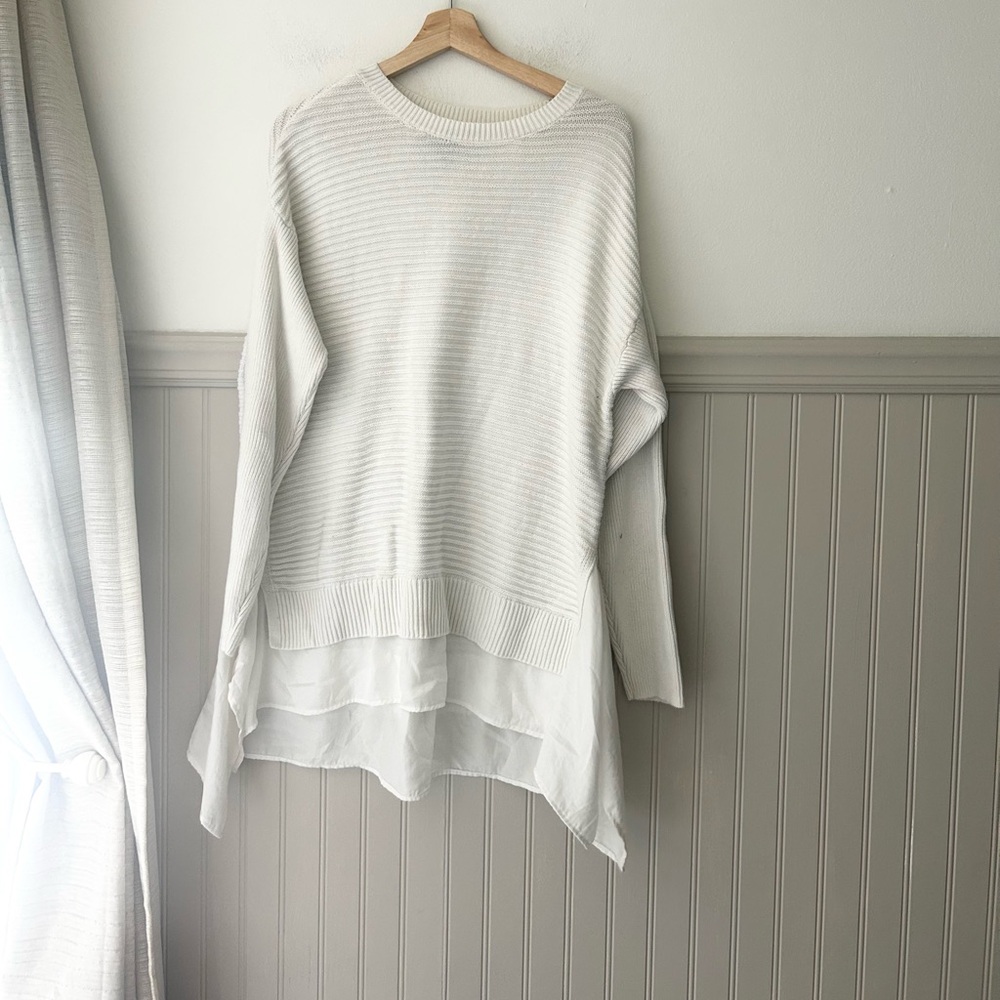 Simply Vera Vera Wang XL Cream White Crew Neck Knit Sweater